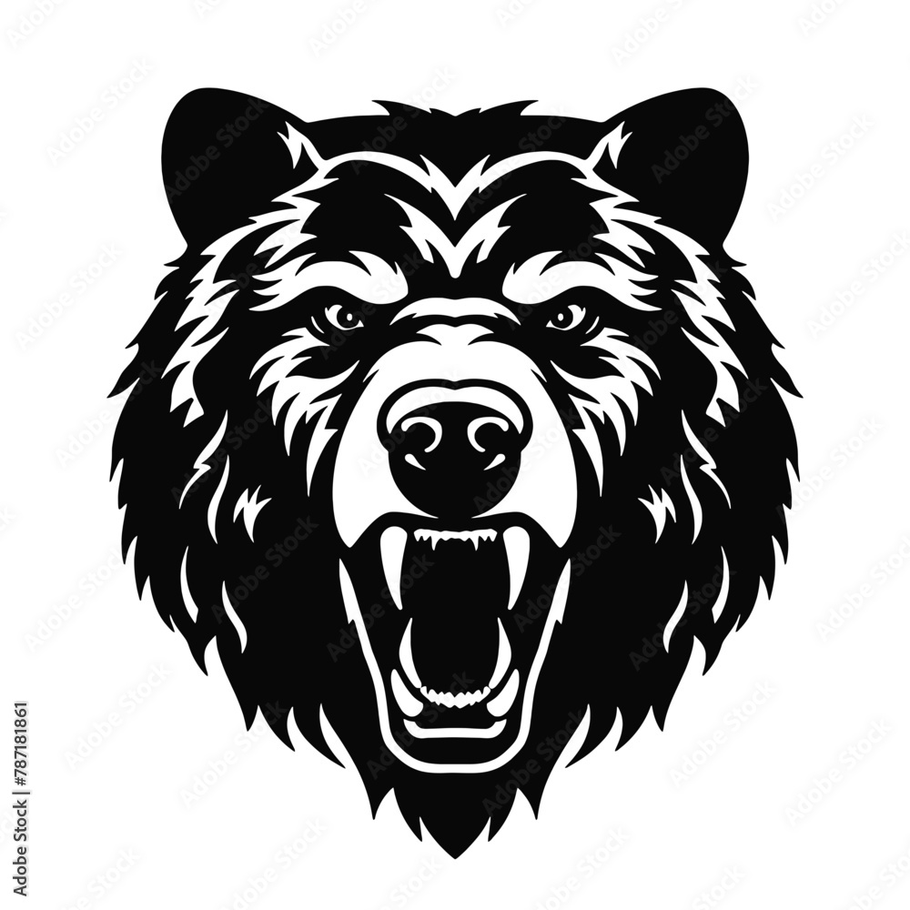 Howling bear head hand drawn logo design illustration Howling bear head hand drawn logo design illustration