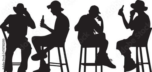 Workers taking a break and enjoy it. silhouette vector icon 