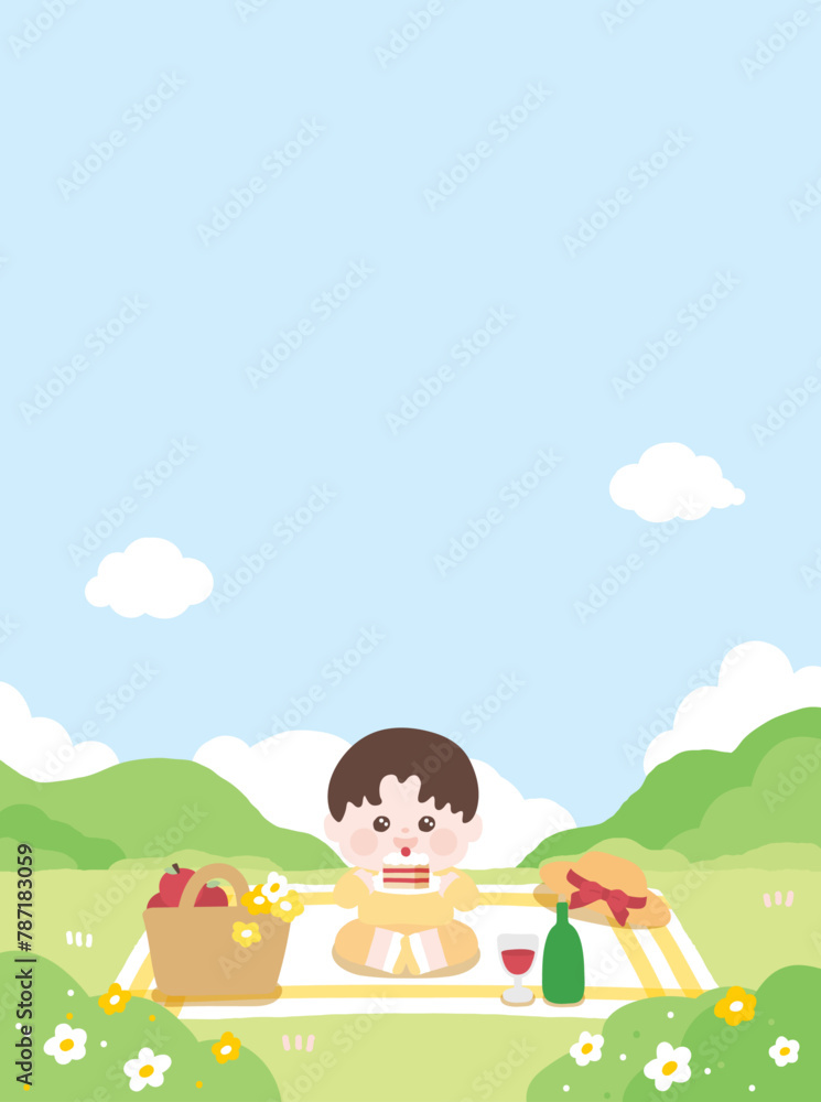 spring picnic cute illustration