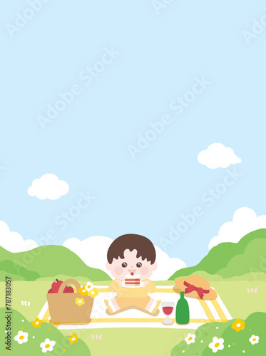 spring picnic cute illustration