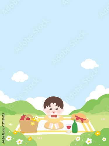 spring picnic cute illustration