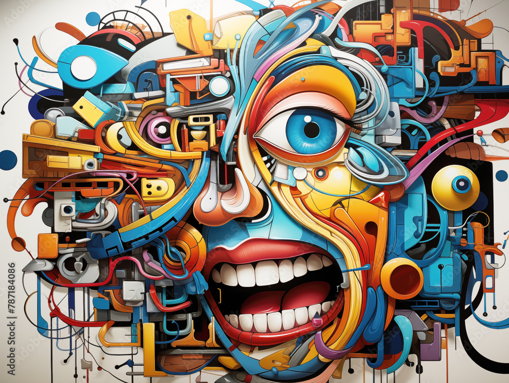 illustration of a tumultuous and disorganized state of a chaotic mind., panic and confusion illustration of a tumultuous and disorganized state of a chaotic mind., panic and confusion