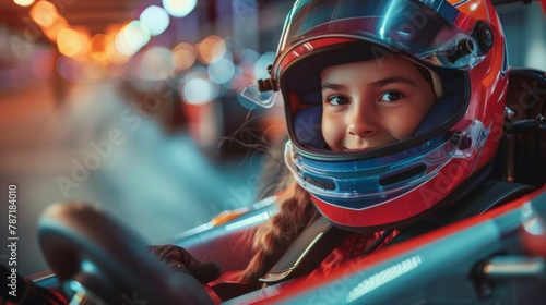 Young Karting Racer Focused on the Track. Generative ai photo