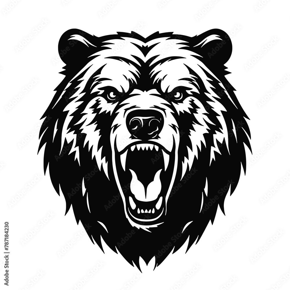 Growling bear head isolated on white background. Vector illustration Growling bear head isolated on white background. Vector illustration