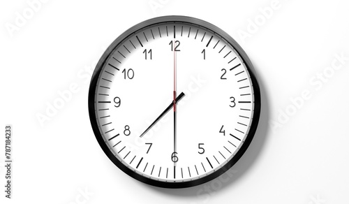 Time at half past 7 o clock - classic analog clock on white background - 3D illustration