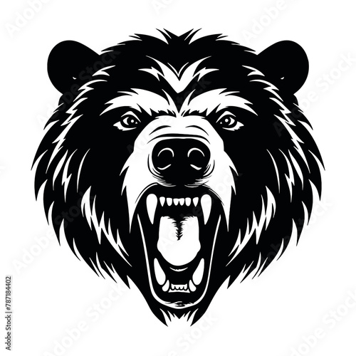 Growling bear head isolated on white background. Vector illustration