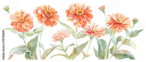a many flowers that are painted in watercolor on a white background