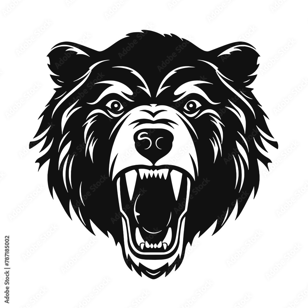 Fototapeta premium Growling bear head isolated on white background. Vector illustration