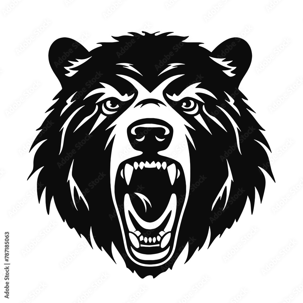 Growling bear head isolated on white background. Vector illustration Growling bear head isolated on white background. Vector illustration