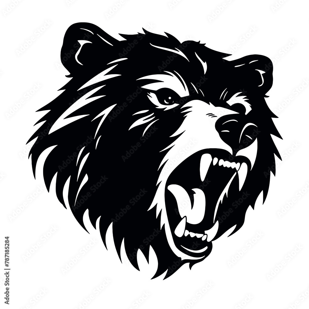 Vector roaring bear isolated on white background. Furious bear head Vector roaring bear isolated on white background. Furious bear head