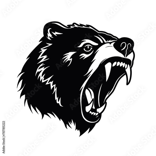 Vector roaring bear isolated on white background. Furious bear head