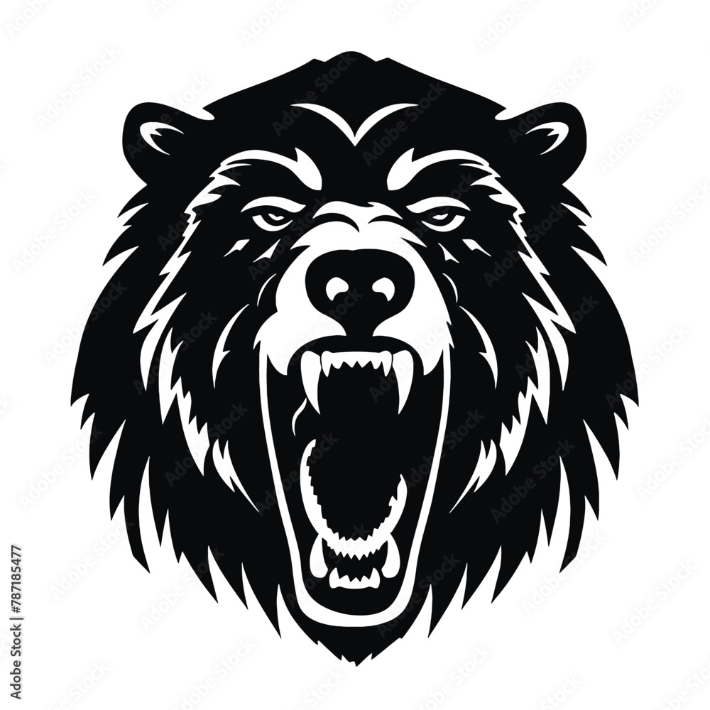 Vector roaring bear isolated on white background. Furious bear head Vector roaring bear isolated on white background. Furious bear head