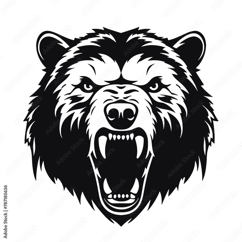 Vector roaring bear isolated on white background. Furious bear head Vector roaring bear isolated on white background. Furious bear head
