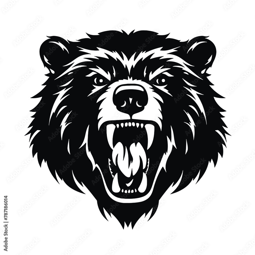 Vector roaring bear isolated on white background. Furious bear head Vector roaring bear isolated on white background. Furious bear head