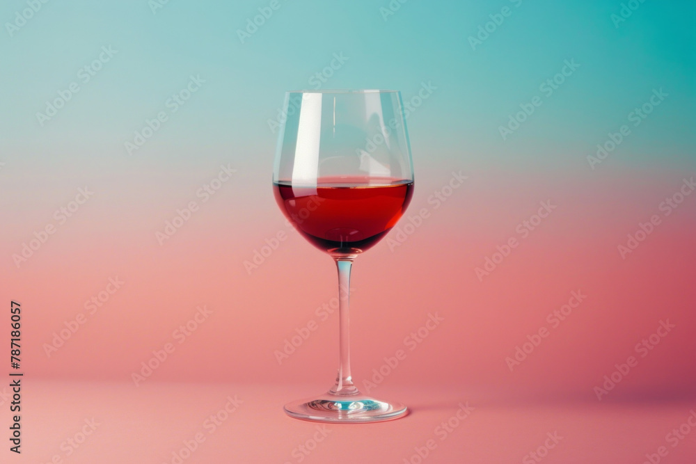 Isolated wine glass with red wine on color background Isolated wine glass with red wine on color background