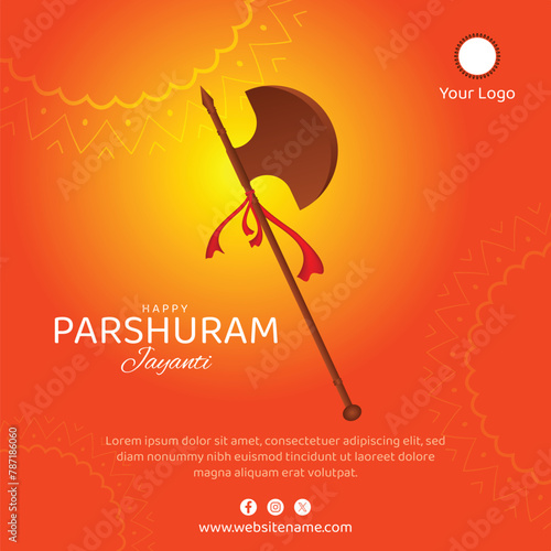 Parshuram jayanti, parshu axe weapon vector illustration wishes greeting design photo