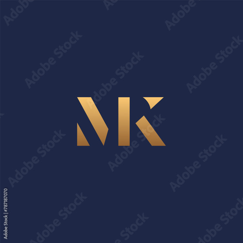 MK monogram fashion logo with stencil style letter.