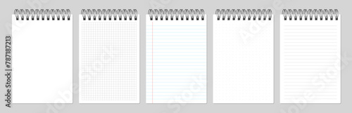 top spiral notebook stationary realistic set diffrent pages cover