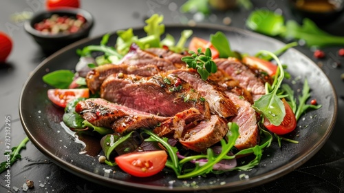 Duck Breast Fillet Salad on Menu Concept Food Background Suitable for Keto or Paleo Diet