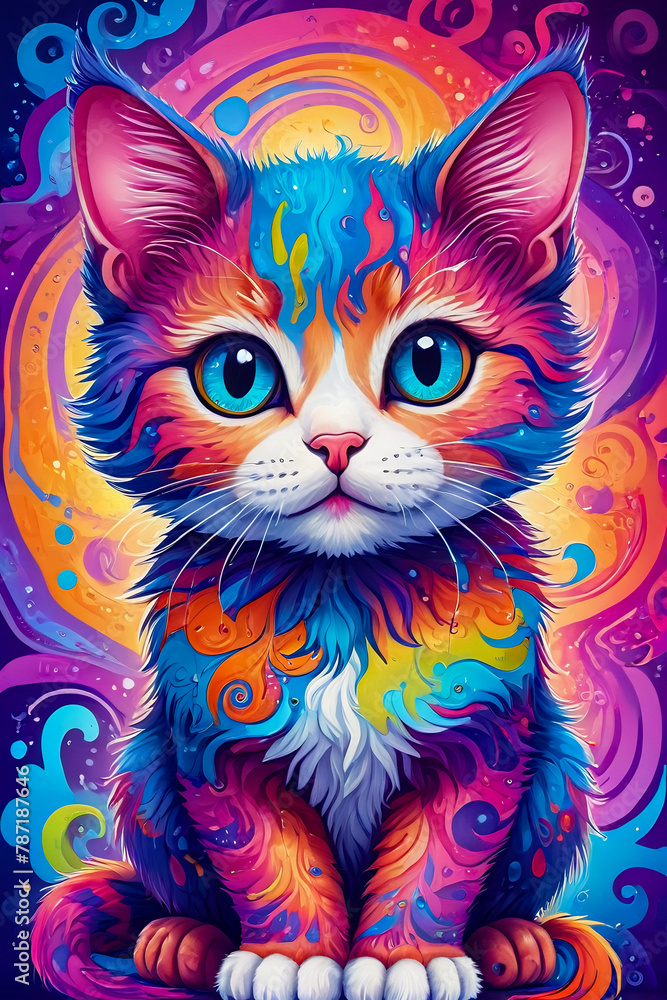 cute kitten kawaii fantasy style portrait of a cat