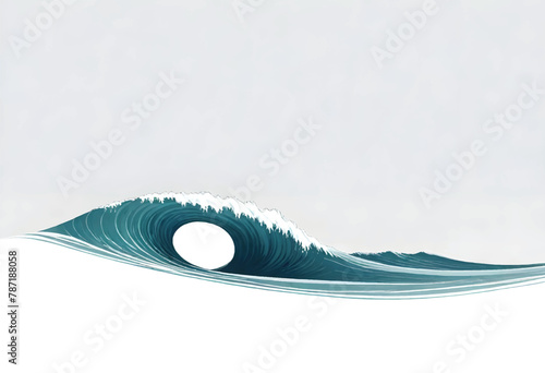 a blue wave with a white background with copy space photo