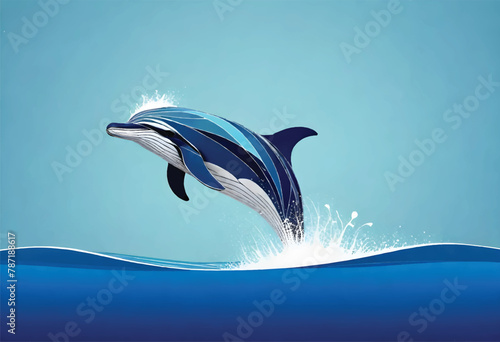 dolphin with the tail of a dolphin in the water photo