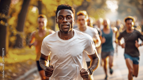 Spirited shot of an African American man passionately running through the streets on a bright summer morning