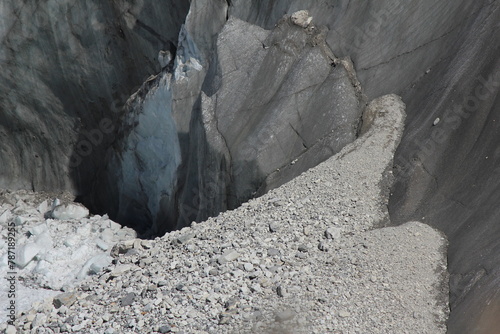 Grey ice of the Ngozumba Glacier, Gokyo. photo