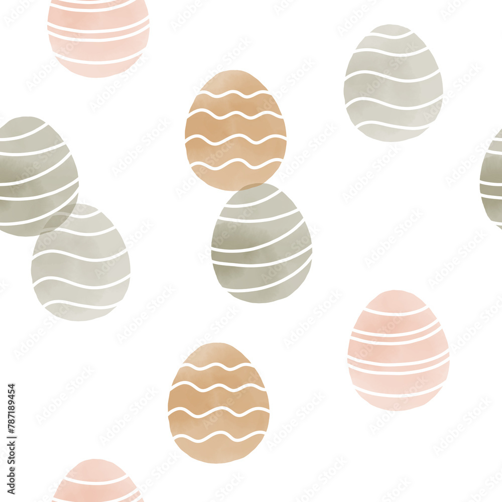 Seamless pattern with easter eggs, hand drawn illustration in watercolor style Seamless pattern with easter eggs, hand drawn illustration in watercolor style