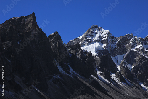 Rugged mountain ridge near Thonak Tsho, Gokyo Valley.