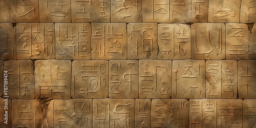 This background image showcases ancient Egyptian hieroglyphs carefully carved onto a stone surface photo