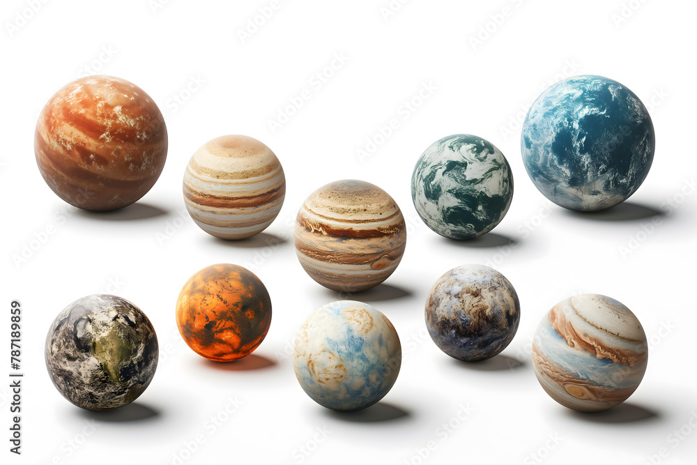 3d render of planets isolated on white background with clipping path. 3d render of planets isolated on white background with clipping path.