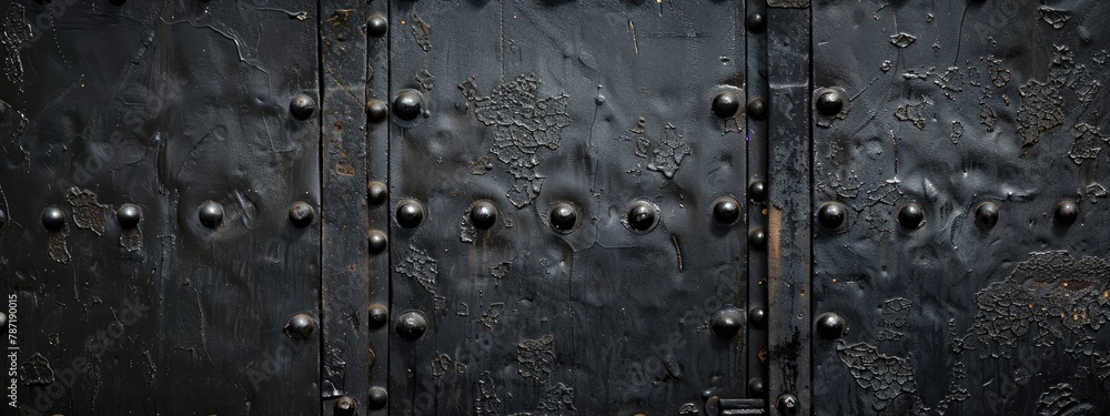 a simple black iron wall. black texture background. Grunge old door