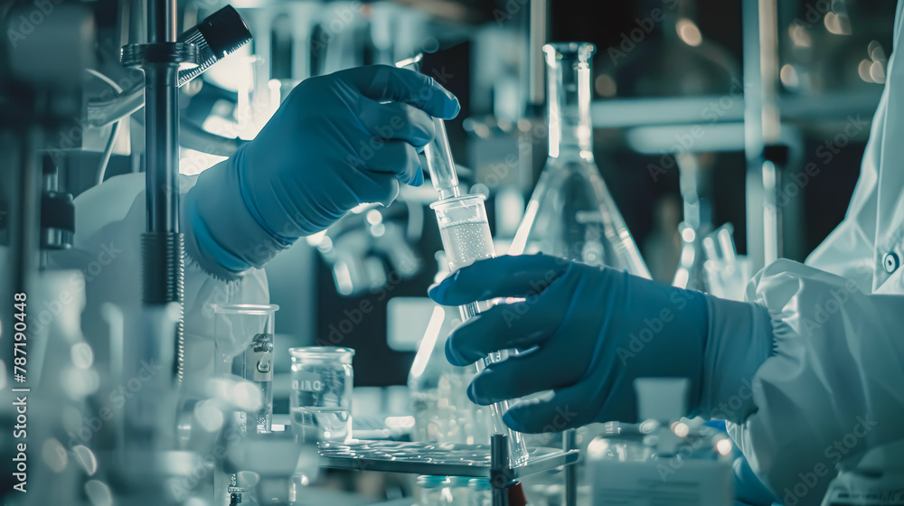 scientist working with test tube in laboratory, science research and development concept scientist working with test tube in laboratory, science research and development concept