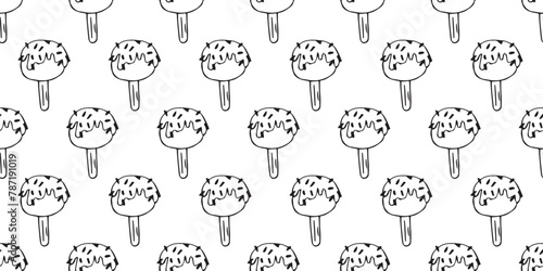 ice cream. doodle. black lines. sweet. summer. cooling. sketch. seamless pattern. seamless. pattern. food. The ice cream is hand-drawn. different types of cooling ice cream. on a white background. vec