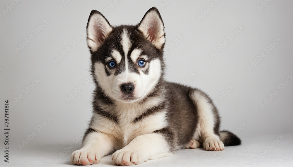 A photo of a puppy husky with ultra high details white background 4K