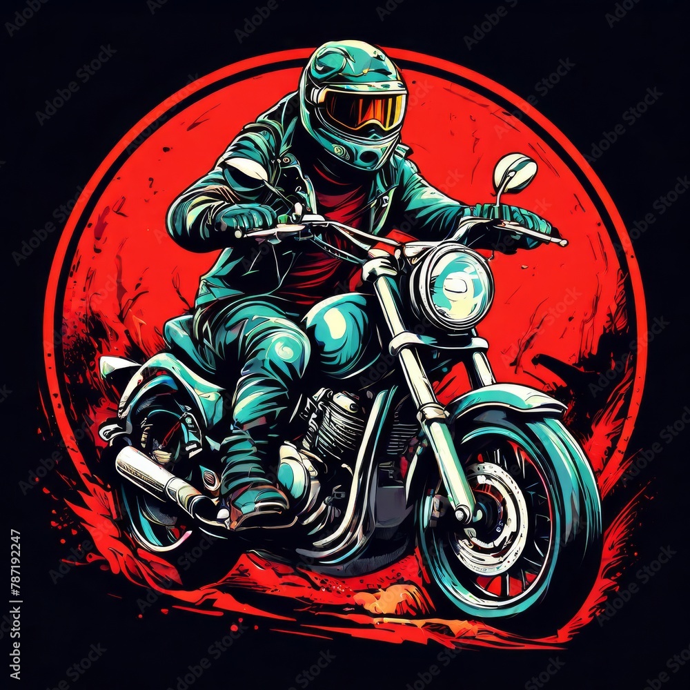 a lizard driving a motorcycle rides. Vector vintage engraving