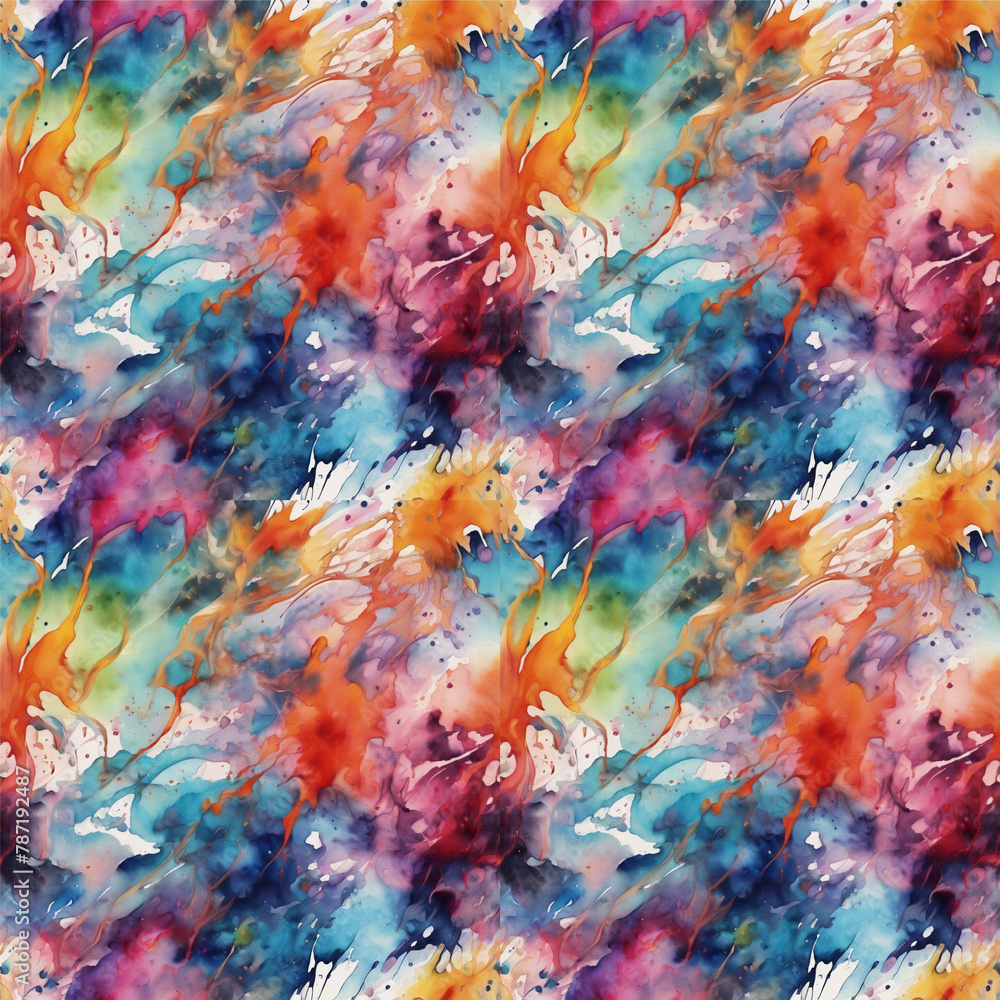 watercolor splashes seamless pattern, abstract background, fashion print, decorative texture - obrazy, fototapety, plakaty 