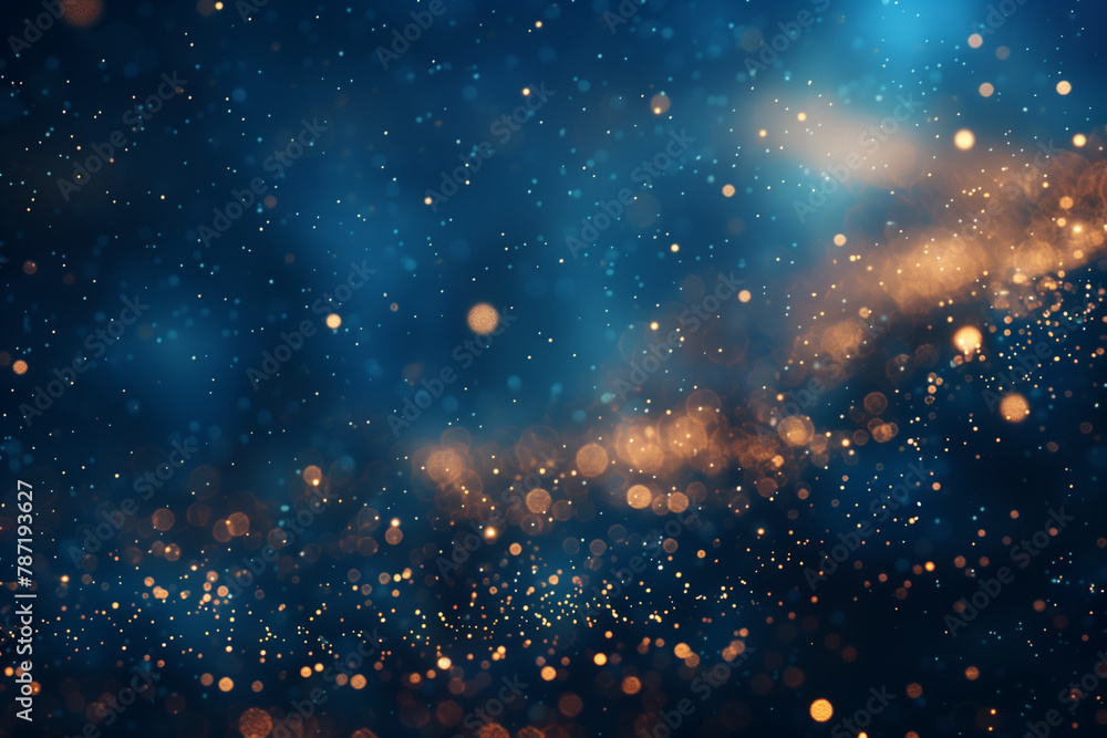 abstract background with Dark blue and gold particle. Generative AI