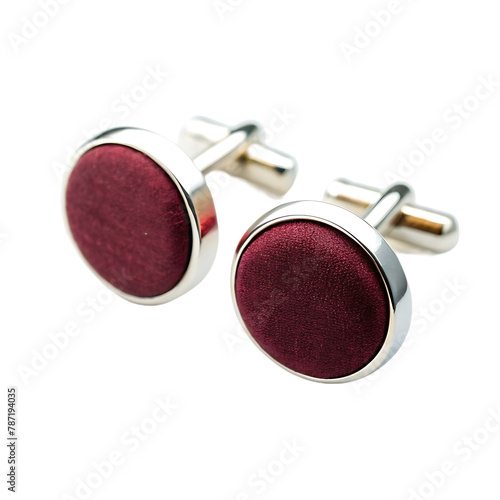Beautiful and colourful designed cufflinks isolated on transparent background photo