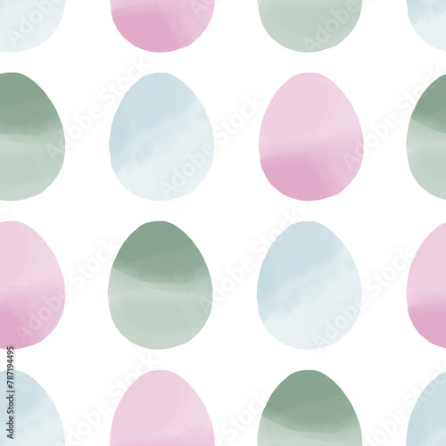 Seamless pattern with easter eggs, hand drawn illustration in watercolor style