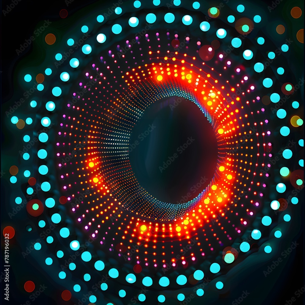 glowing Led lights in a circle shape on a dark background glowing Led lights in a circle shape on a dark background