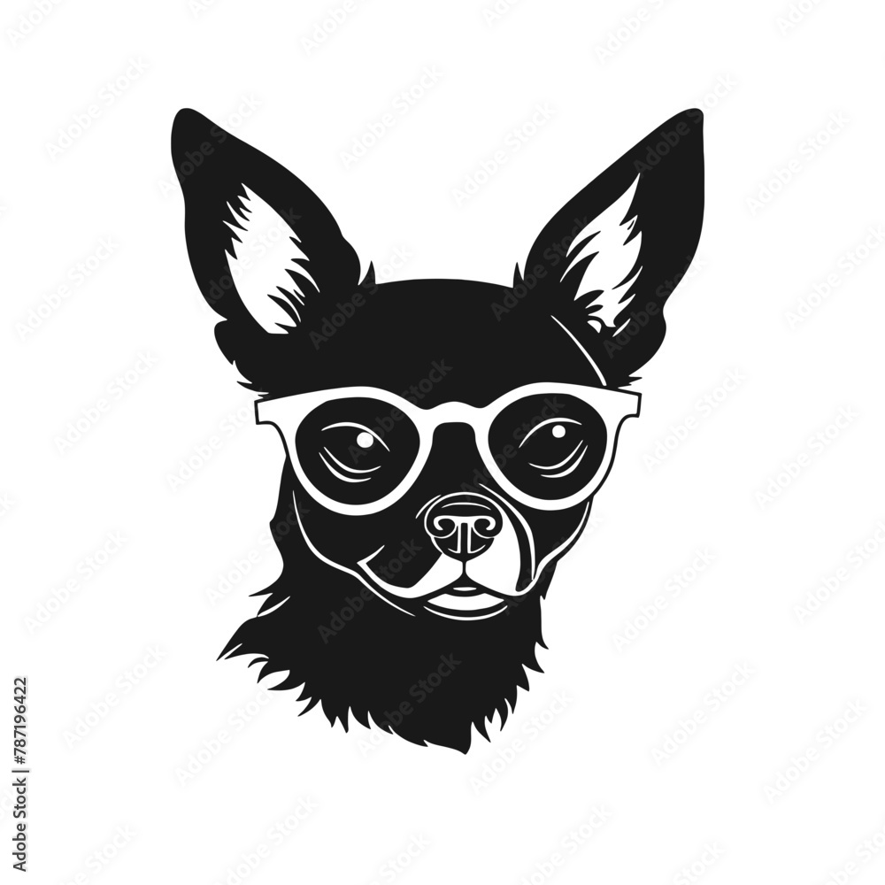Fototapeta premium Chihuahua Silhouettes, Chihuahua Silhouettes Showcase, Chihuahua Silhouette Black and White - illustration
