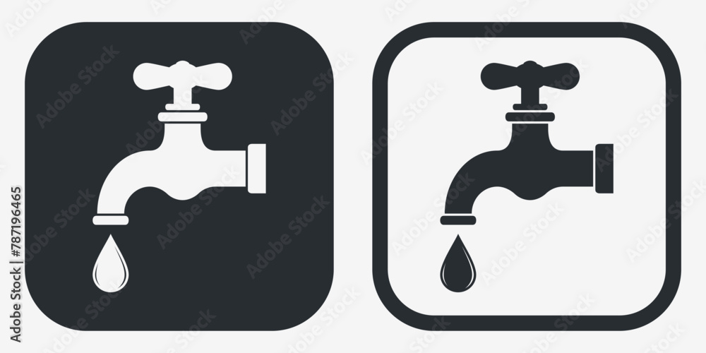 Water Tap Sign. Fauced Icons. Drinking Water - Symbol Template. Vector Printable Water Tap Sign. Fauced Icons. Drinking Water - Symbol Template. Vector Printable