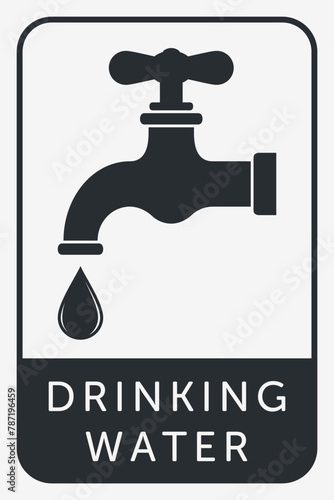 Water Tap Sign. Fauced Icons. Drinking Water - Symbol Template. Vector Printable