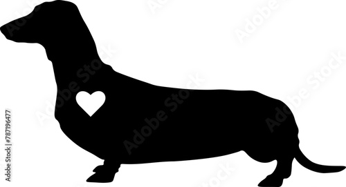 Dachshund Silhouette with Heart Graphic Design with Transparent Background