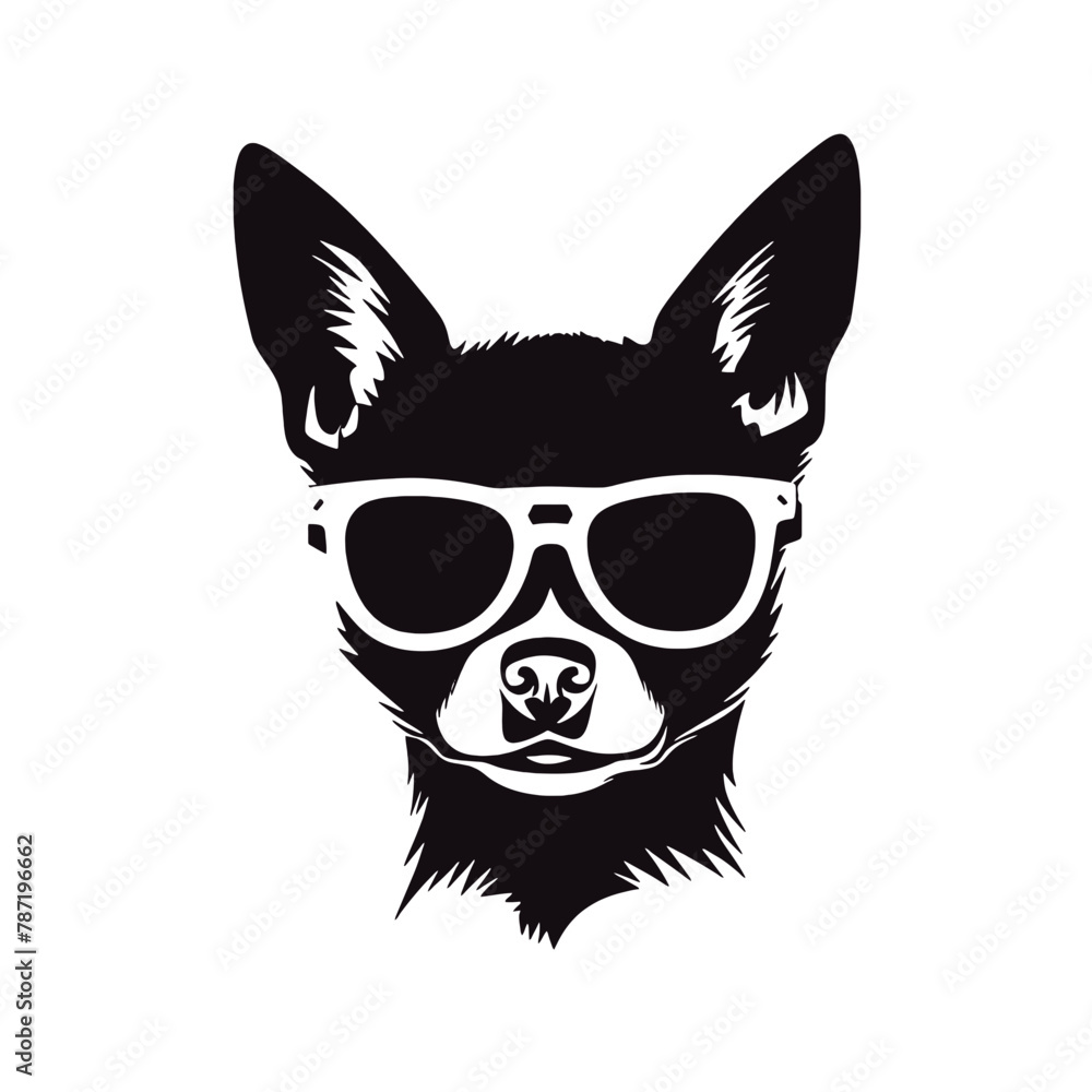 Fototapeta premium Chihuahua Silhouettes, Chihuahua Silhouettes Showcase, Chihuahua Silhouette Black and White - illustration