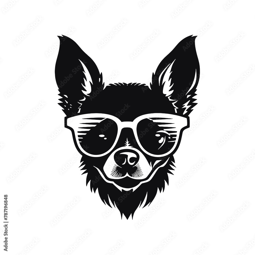 Fototapeta premium Chihuahua Silhouettes, Chihuahua Silhouettes Showcase, Chihuahua Silhouette Black and White - illustration