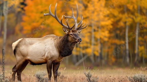 Male Elk in Wyoming During Breeding Season in Fall