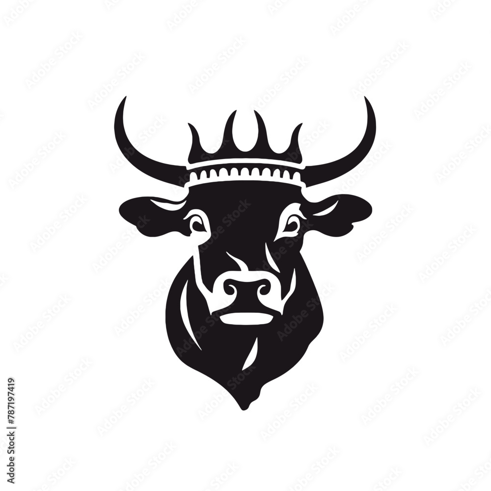 cow head portrait, set of stylized vector symbols cow head portrait, set of stylized vector symbols
